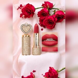 "My Sebrina Cosmetics" Luxe Creamy Red Lipstick In Crystal Heart Gliter Case